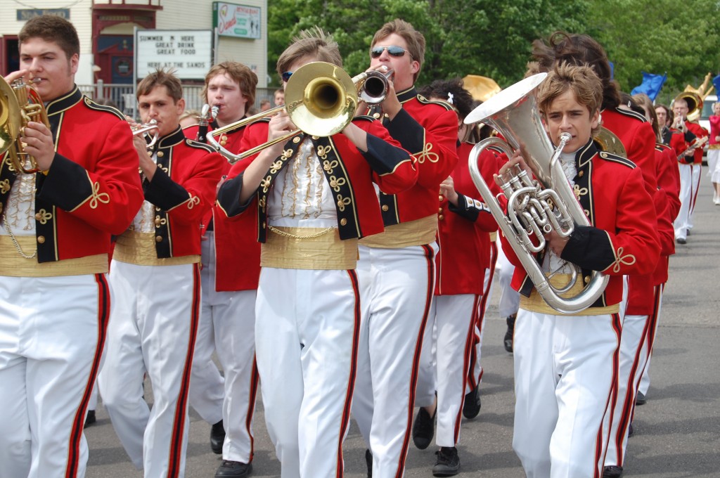 The Wilmot High School Marching Band, fresh from a trip to Canada, played first at the Silver Lake parade and then hustled over to Twin Lakes to play in the parade and ceremony there.