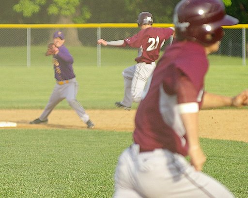 Nick Poepping tries to break up the double play. /David Thoss photo