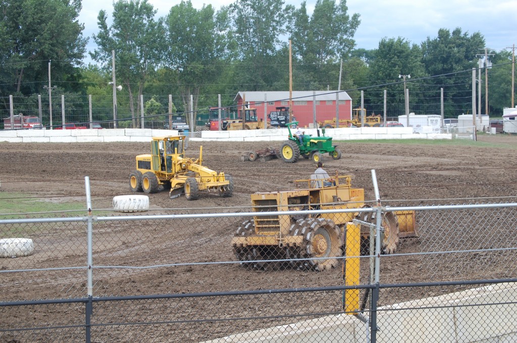 Work was underway this afternoon at the Wilmot Raceway in preparation for tonight's racing program.