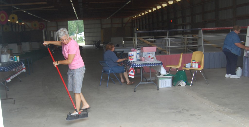 Preparations at the Open Class Building included a good sweeping out.