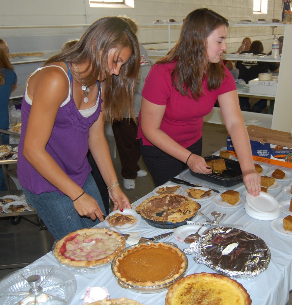 Sarah Fonk and Cassie Krikau dished out donated homemade pies and cakes.