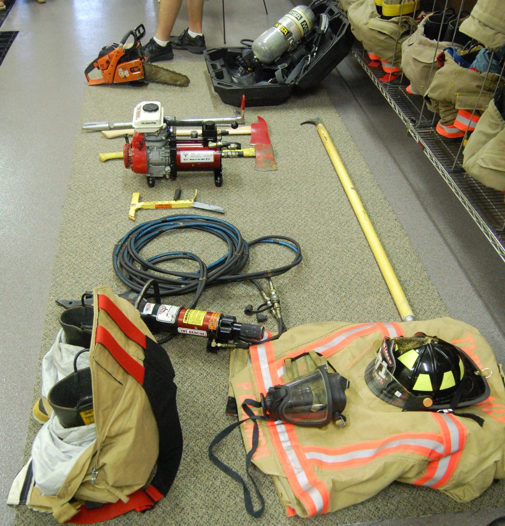 Gear used by the department's firefighters was on display.