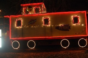 The caboose next to the Twin Lakes Area Chamber and Business Association office has been decked out in holiday lights.