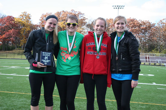 From left: Samantha Helgesen (overall women's winner,19:58); Erika Lamp (24:02); Emma Langely (24:31); Lacie Schroeder (25:09). /Nicolas Keller photo