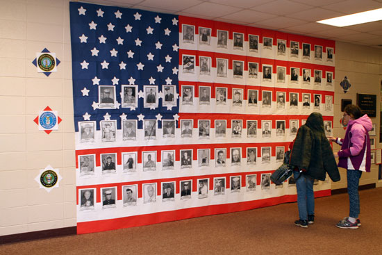 This display honored veterans with connections to students and staff. /Earlene Frederick photo