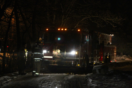 A Randall Fire Department truck backs down the driveway. /Earlene Frederick photo