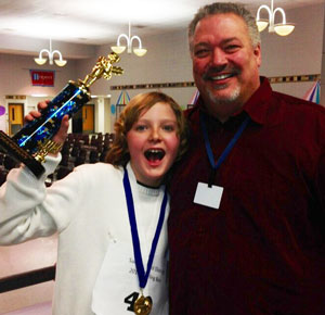 2014 Salem School spelling bee champion Nick Haerter and district administrator David Milz. /Contributed photo