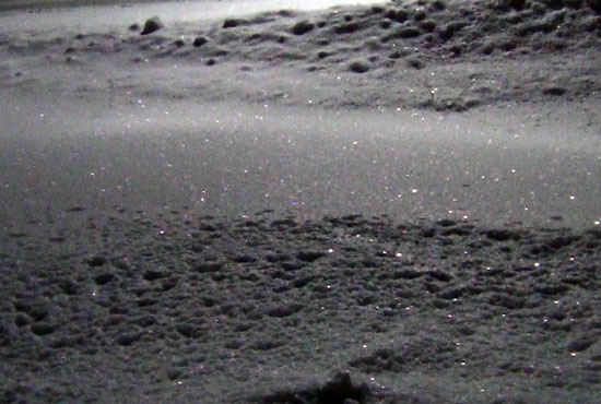 The snow has a sparkle to it in front of westofthei.com headquarters tonight. 