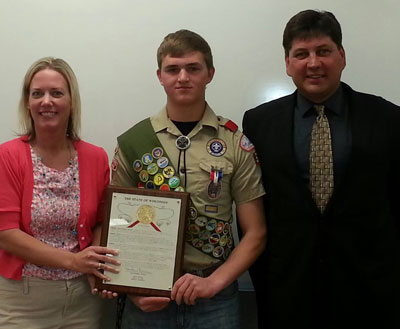 (From left) State Rep. Samantha Kerkman, Kevin Maiter, Salem roads superintendent Mike Murdock. /Contributed photo