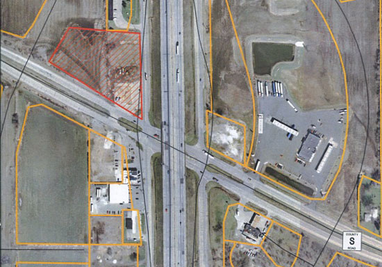 The location of the proposed Highway 142-I-94 Park and Ride lot is shown here in cross hatched orange.