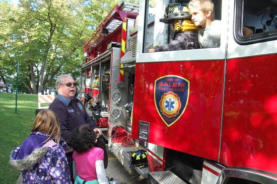 Town of Salem Fire/Rescue Chief Mike Slover gives a tour of one of the department's engines.