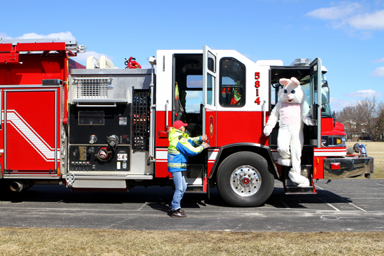 The Easter Bunny arrived with Salem Fire.