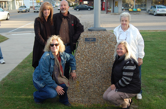Bill Kasper's wife and children pose with the new plaque: Karen Kasper, Kristi Seitz, Bonnie Prange, Kathy Schememauer and Bob Kasper.