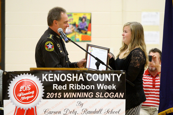 Sheriff David Beth presented Carson  Doty with the proclamation from County Executive Jim Kreuser. 