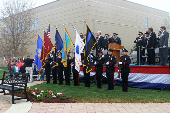 Color Guard - Kenosha Police, Sheriff's, Pleasant Praire, and Parkside, and the National Anthem sung bu Nash Elementary Choir.