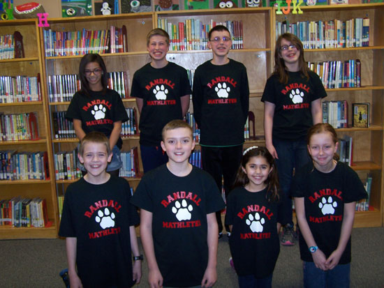 Randall School  ​5th/6th grade math team. Back Row (L-R) Jazmin Fisher, Chase Kocken, Blake Weaver, Ruth Ake Front Row (L-R)​ Josh Brendel, Chase Meyers, Kaelyn Patterson, Grace Bednar. /Submitted photo
