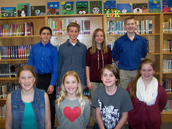 Randall School 2016 7th/8th grade math team: Back row (L-R) Blake Zager, Ryan Stalker, Claire Vozel, Shane Vacala Front Row (L-R): Sydney Youra, Ana Bishop, Jacob Loose, Kimmy Zender. /Submitted photo