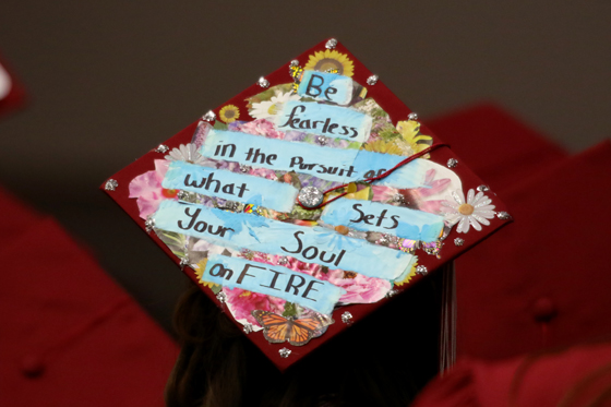 A lot of graduates decorated their mortarboards