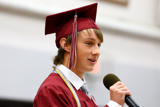 Lucas Wysiako delivered a humorous Valedictory address