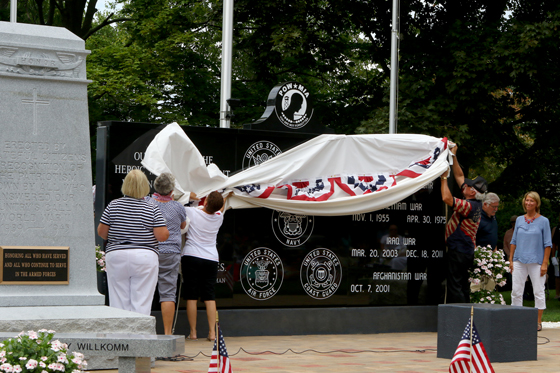 Unveiling the memorial wall.