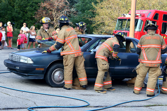 TRwin Lakes Fire and Rescue demonstrate extricating a patient from a vehicle.