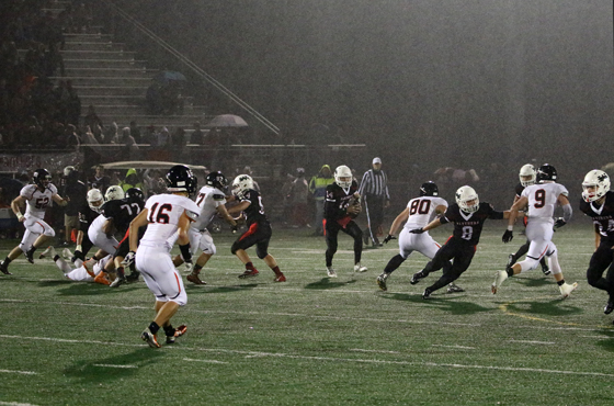 It rained most of the game. It varied from a light misty drizzle, to a light downpour. It shows more from the Burlington side of the field.