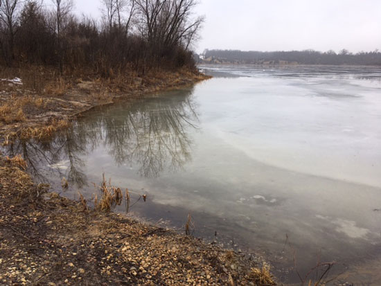 A view of the lake at KD Park showing current ice conditions. /Submitted photo