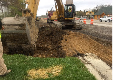 Edgerton excavating for the new right turn lane on southbound USH 45 at CTH WG. /WisDOT photo
