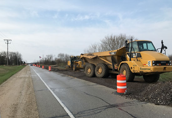 Shoulder grading operations between County C and 86th Street. /WisDOT photo